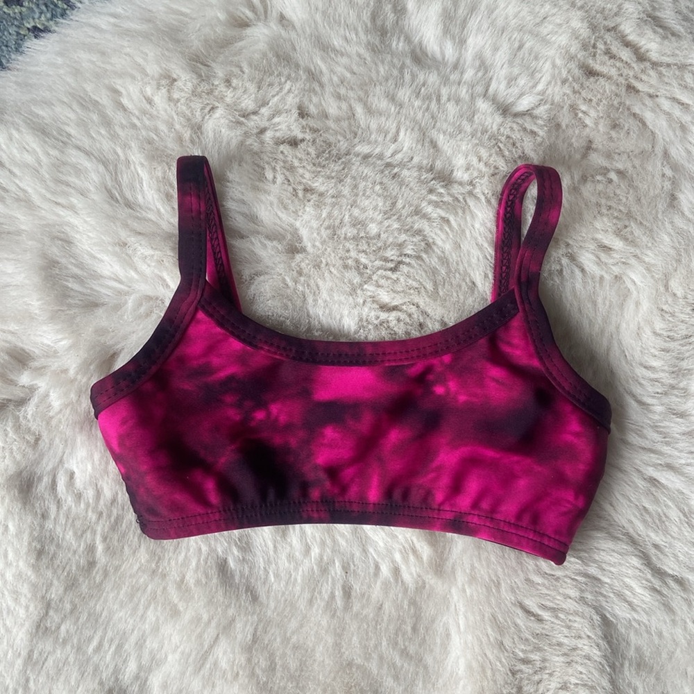 City Threads baby toddler swimsuit top tie dye bikini magenta swim beach pool 2T